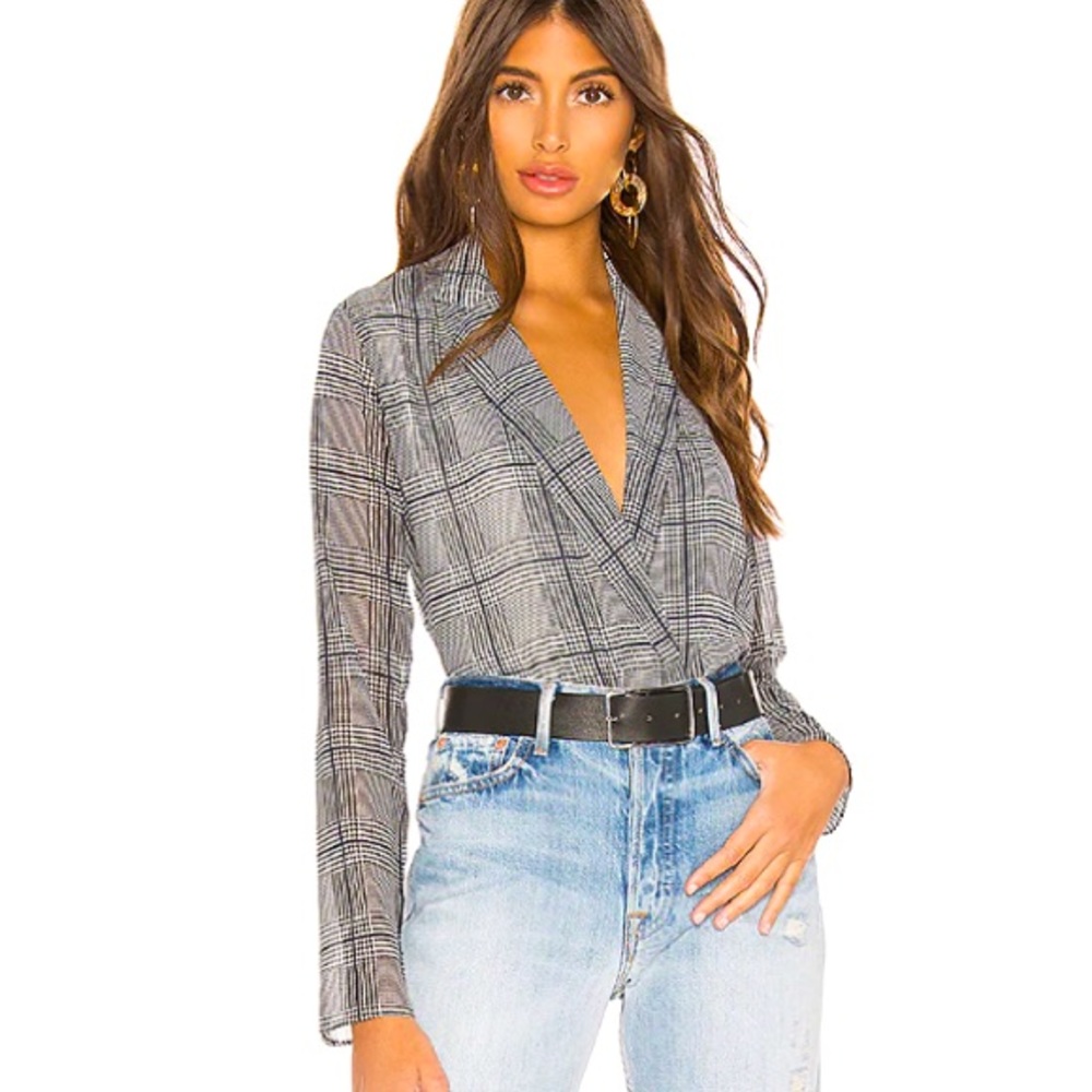 NBD plaid bodysuit